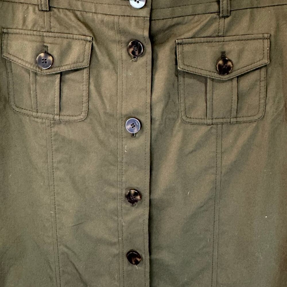 Talbots Brown Button Front Straight Cotton Skirt Sz 12 - Picture 5 of 7